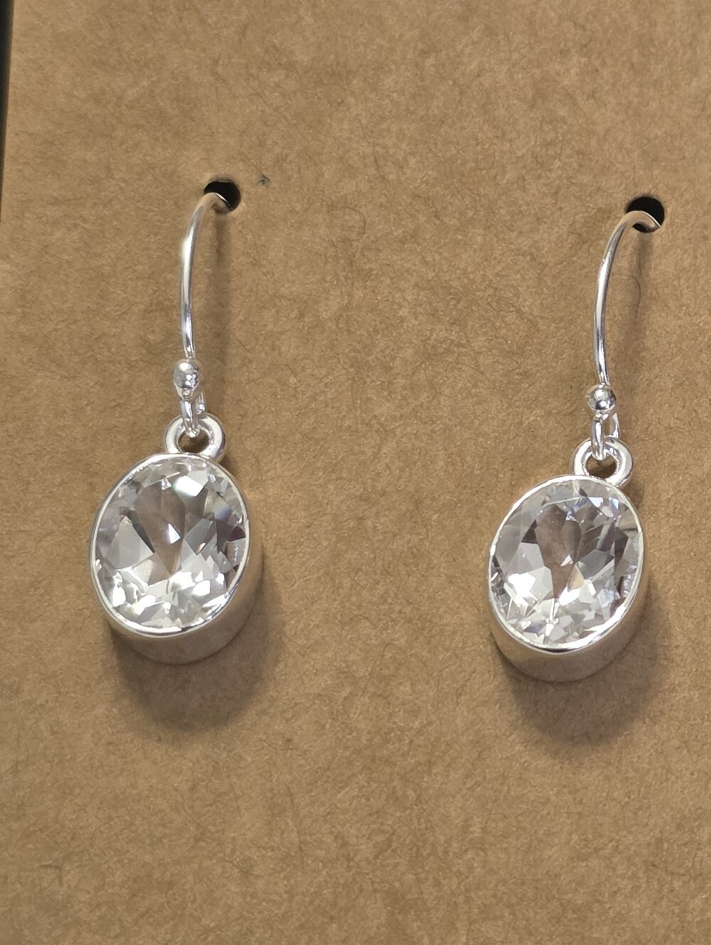 Crystal Clear Topaz Drop Dangle Earrings - Clear / Silver